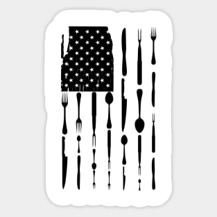 Chef Cook Tools In American Flag Sticker